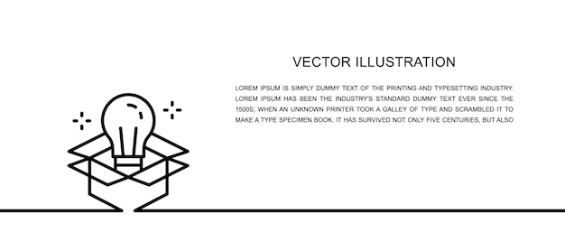 Vector gloeilamp in vak innovatie creatief idee één regel pictogram doorlopende lijn vectorillustratie