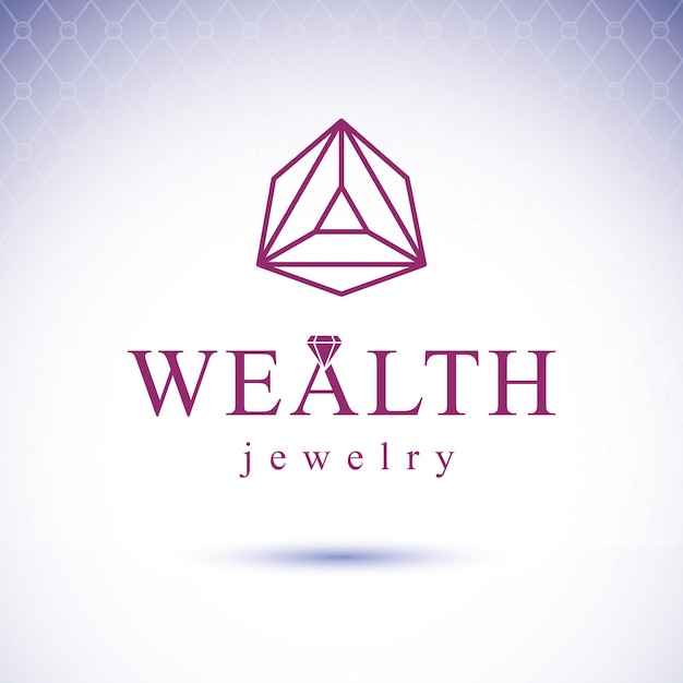 Vector glossy gemstone design element. Luxury diamond emblem, illustration.