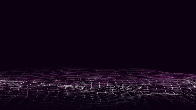 Vector vector glowing colors double wave with motion dots and lines abstract digital background concept connection big data futuristic technology backdrop