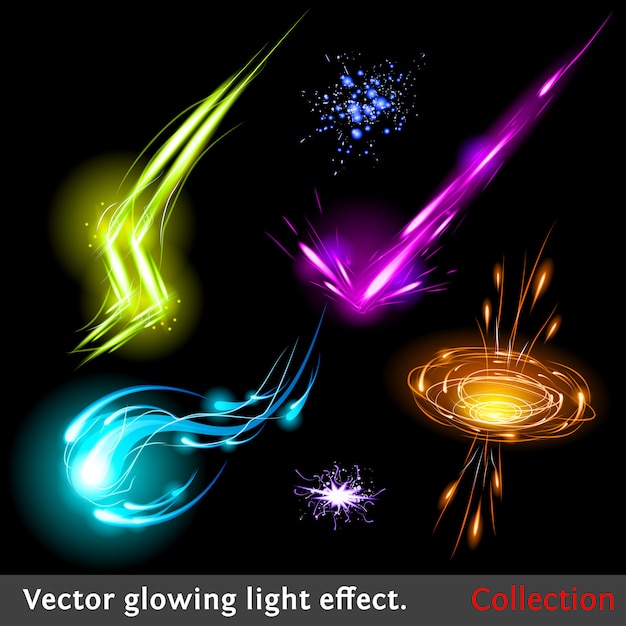 Вектор Векторный набор светящийся эффект света