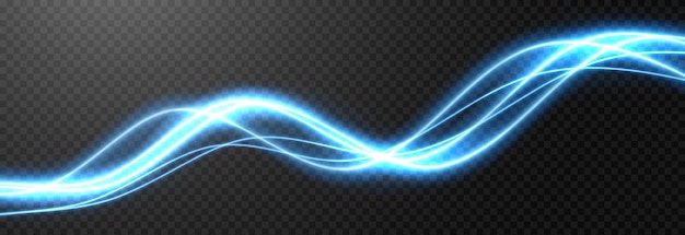 Vector glowing light lines electric light light effect png blue line png light waves png magic glow