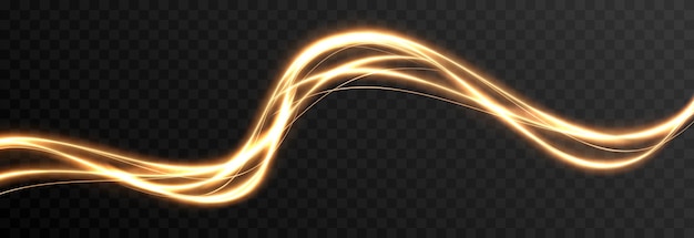 Vector glowing light lines neon light light effect png golden line light png magical glow