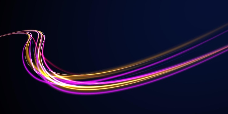 Vector vector glowing lines air flow effect light trail wave fire path trace line car lights