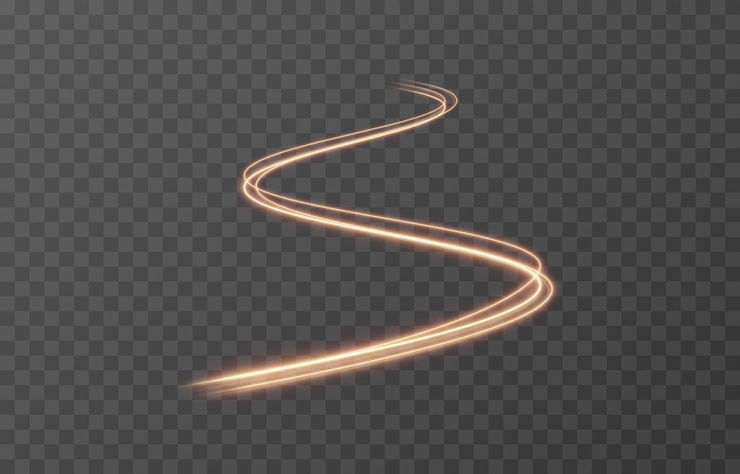 Vector vector glowing lines of light on an isolated transparent background. luminous wavy lines.
