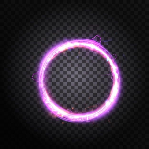 Vector glowing purple lighting circle isolated on transparent background Abstraction