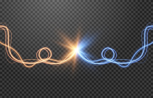 Vector vector glowing spiral png the blue and gold spiral meet in the center light effect trail light