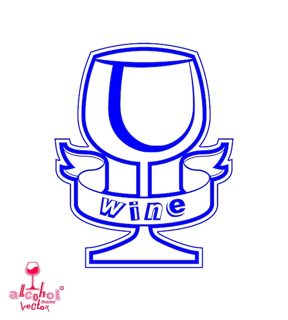 Calice di vettore – illustrazione del tema della bevanda alcolica. elegante bicchiere da vino con motivo decorativo, emblema della cantina, elemento di design per le vacanze eps8.