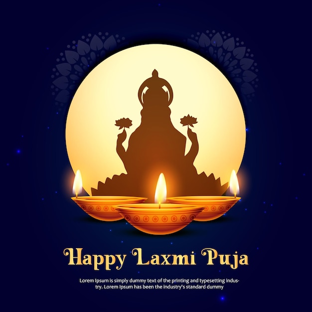 Vector Goddess Laxmi Puja for Diwali Festival