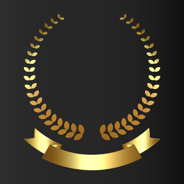 Vector Gold award laurel wreaths Ranking Medal Crown and Ribbon VIP Luxury Golden labels