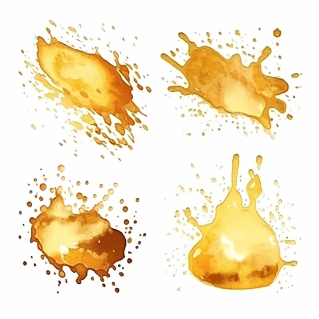 Vector Gold Bronze Silver Splash Brush Stroke Splash Water Milk Coffee Paint Splash Ink Vector