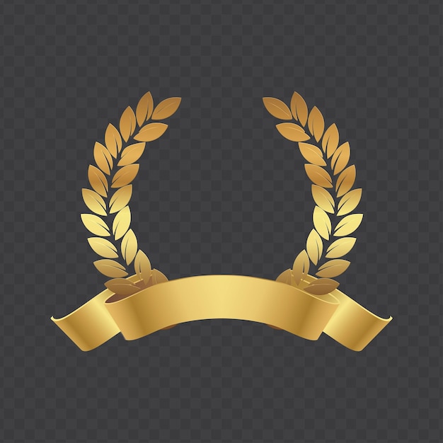 Vector vector gold laurel with ribbon golden laurel wreath frame first place medal award icon winner emblem