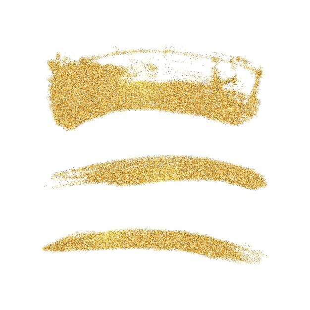 Vector vector gold paint smears set glitter elements on white background