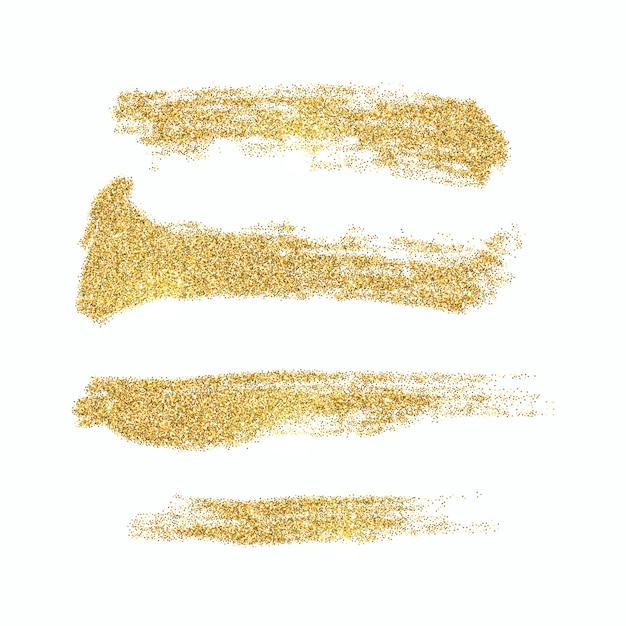 Vettore set di sbavature di vernice oro vettoriale elementi glitterati su sfondo bianco