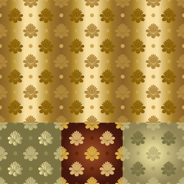 Vector gold and silver seamless floral pattern