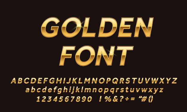 Vector golden alphabet fonts