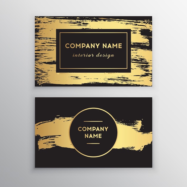 Vector golden business card with brush