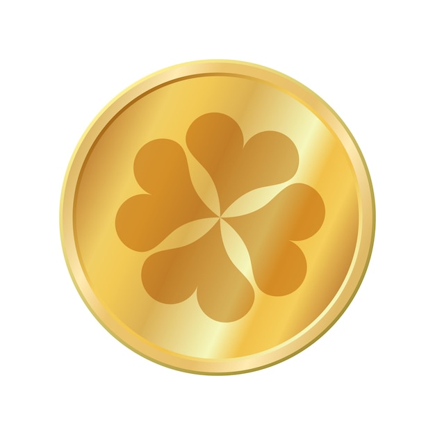 Vector vector golden coin with clover on white