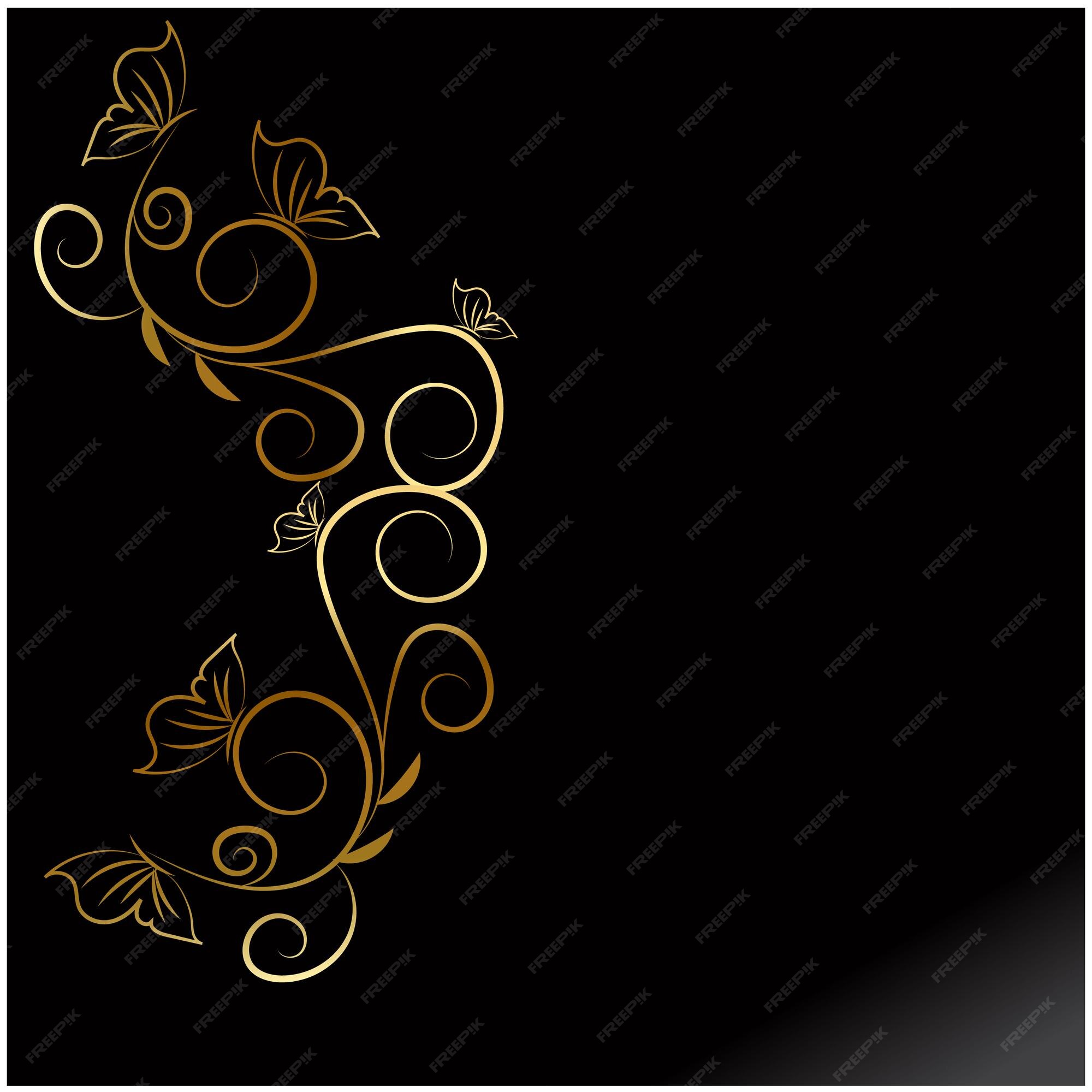 Premium Vector | Vector golden flowers and leaves