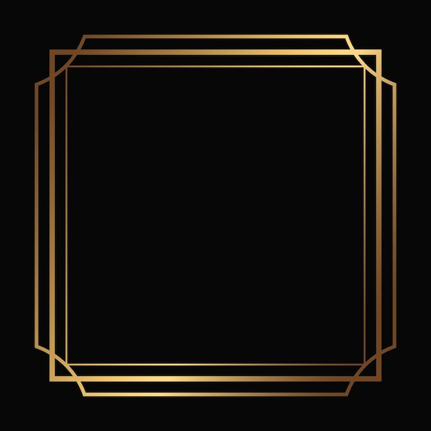 Vector golden frame on the black background isolated art deco template with copy space