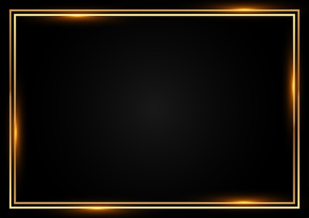 Vector vector golden frame with light effects on black background