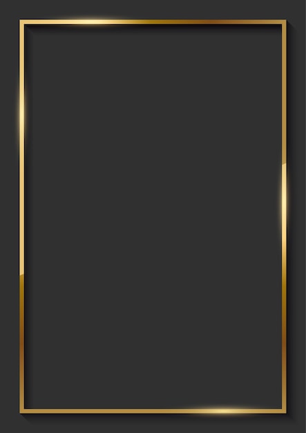 Векторная золотая рамка со световыми эффектами и тенями на темном фоне