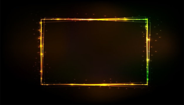 Vector vector golden frame with lights effects