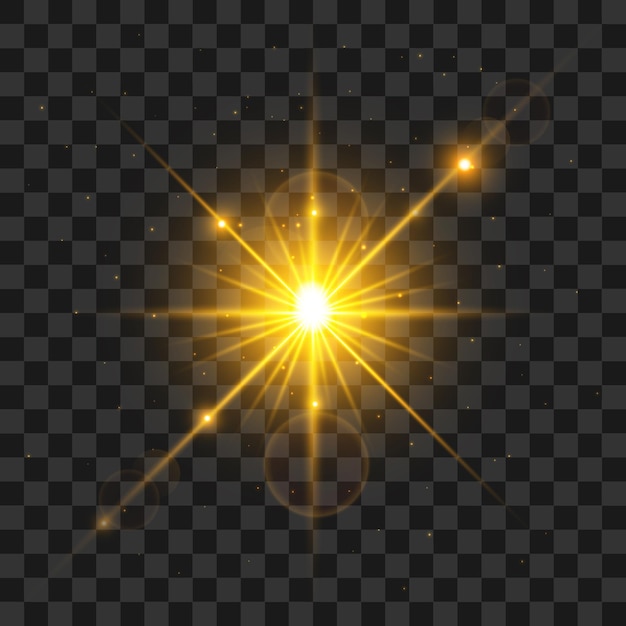 Vector golden light shining particles bokeh sparks glare with a highlight effec