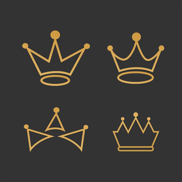 Vector golden luxury crown logo set design illustration