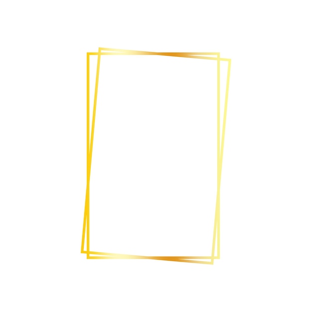 Vector golden minimalist frame isolated on white background Square thin foil frame outline