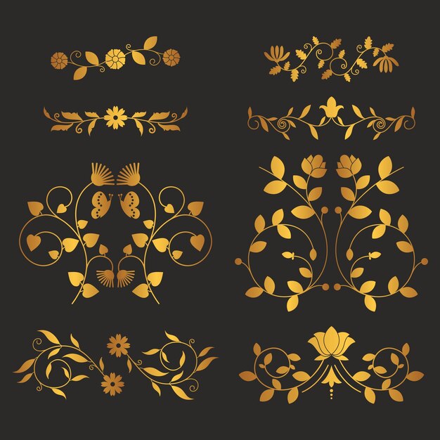 Vector vector golden ornamental elements set