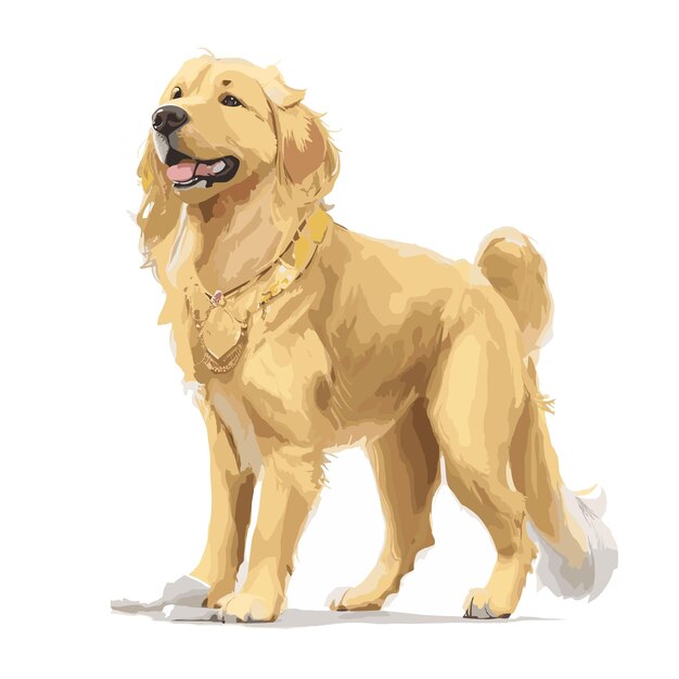 Vector golden retriever dog animal clipart editable white background