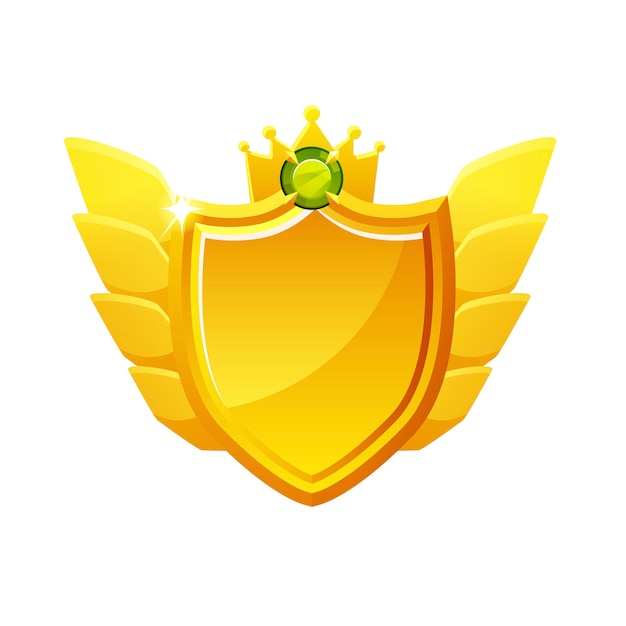 Vector golden shield with diamond to achieve rankings. illustration blank award for the winner.