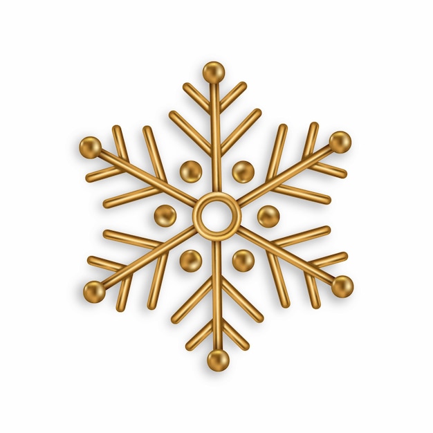 Vector golden snowflake isolated on white background