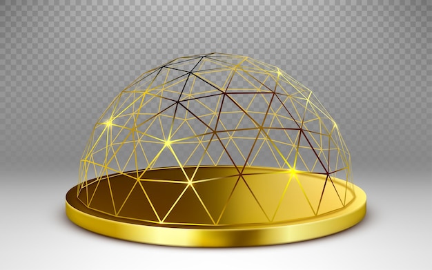 Vector golden sphere dome isolated on transparent background.