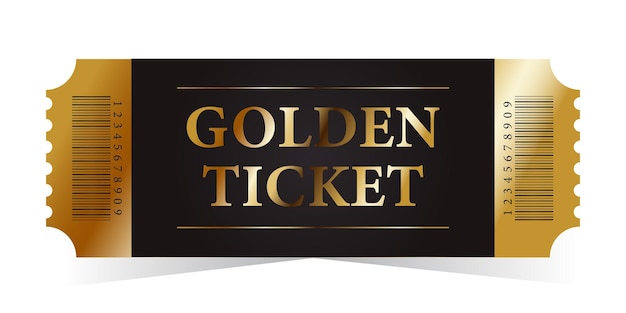 Vector vector golden ticket template cinema theatercasino concert game party event gold ticket