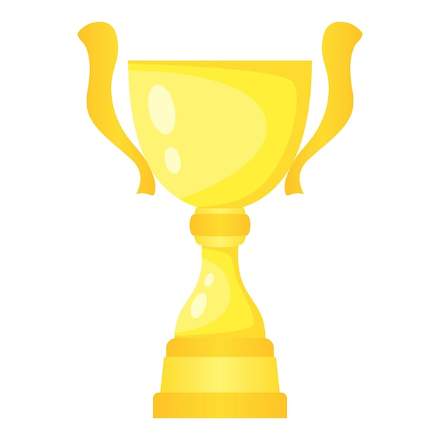 Vector golden trophy champion cup. Championship prize for first place. Victory symbol isolated on white background.
