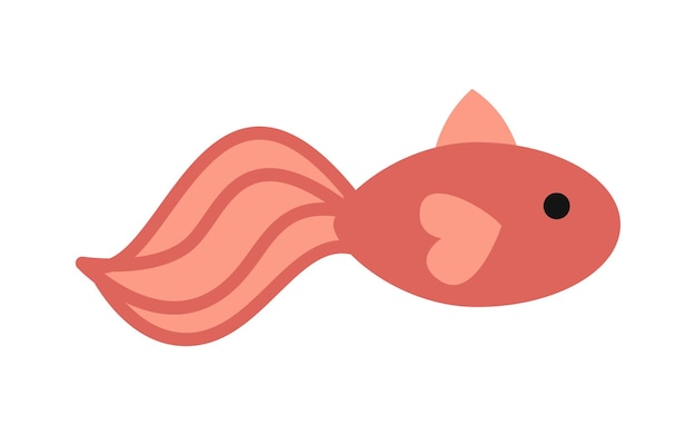 Vector goldfish in flat design Marine red fish Marine life