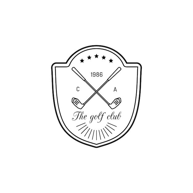 Логотип векторного гольфа Спортивный клуб линейная иллюстрация для значков и этикеток
