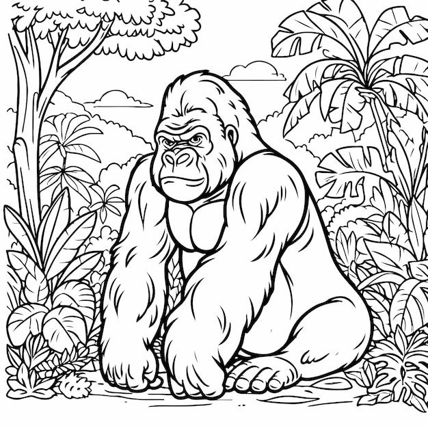 Vector vector gorilla kleurboekillustratie