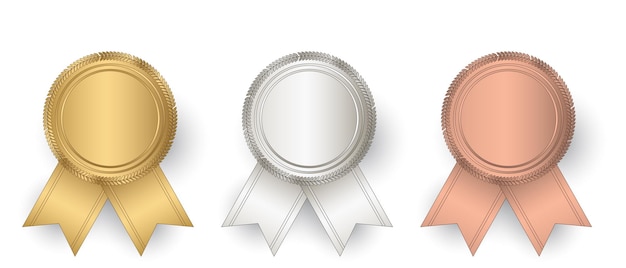 Vector goud zilver en brons zegel met linten luxe zegel blank goud zilver en brons zegel vector illustratie