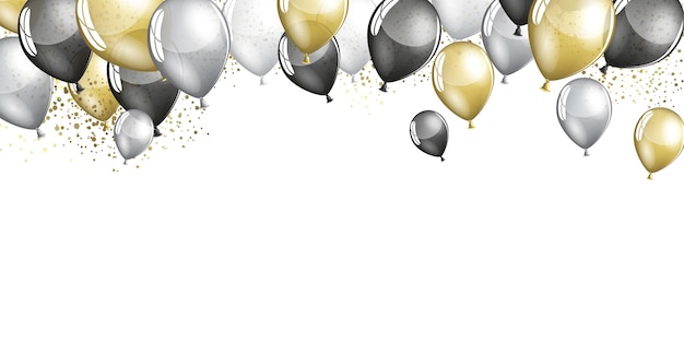 Vector gouden en zilveren ballonnen feestelijke viering