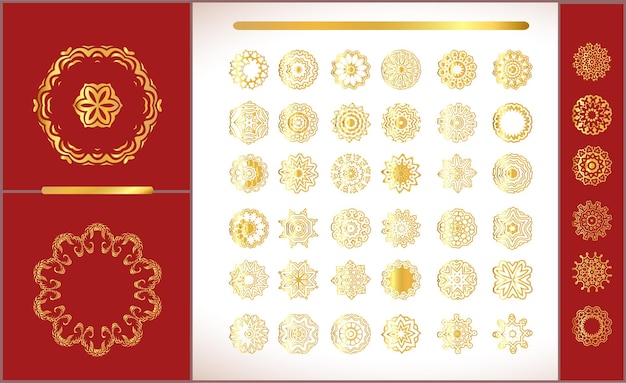 Vector gouden ontwerpelementen gouden ronde ornamenten in oosterse stijl concept ongebruikelijke abstracte luxe inrichting rijke ontwerpelementen
