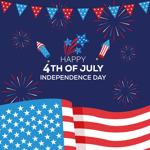 Vector vector gradient 4th of july concept with flag background