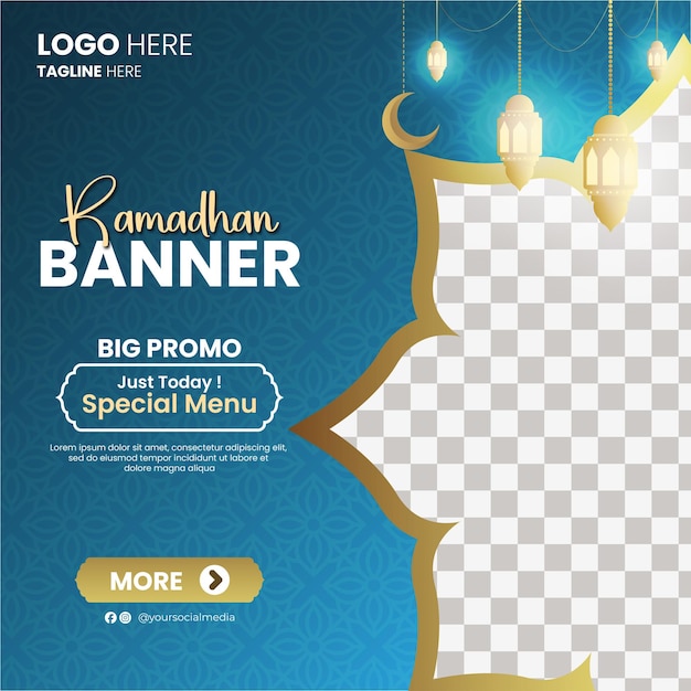 vector gradient blue ramadan sale square banner promotion template