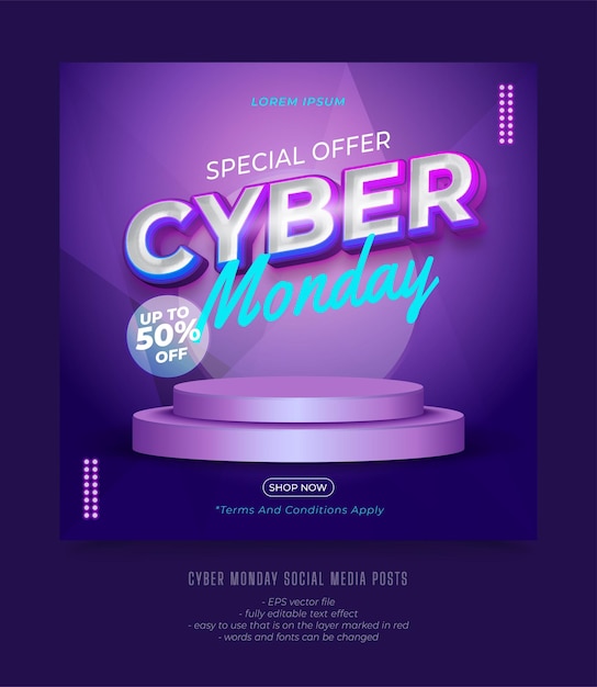 Vector gradient cyber monday for social media posts