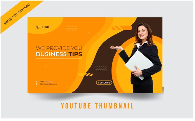 Vector gradient flat abstract business youtube thumbnail design template