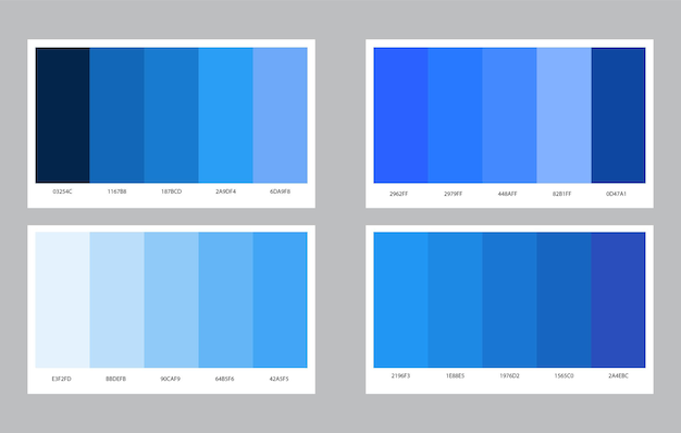 Vector gradient flat colors palette swatches set