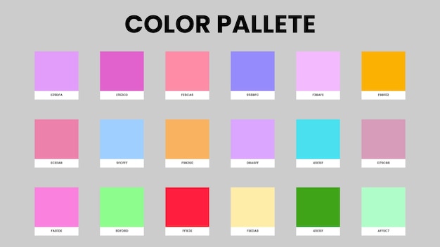 Vector gradient flat colors palette swatches set