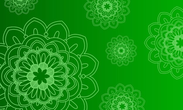 Vector gradient fresh green colours background with a pattern of mandala