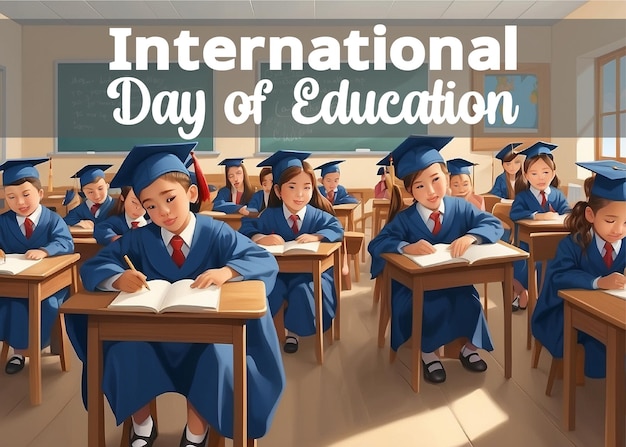 vector gradient international day of education illustration
